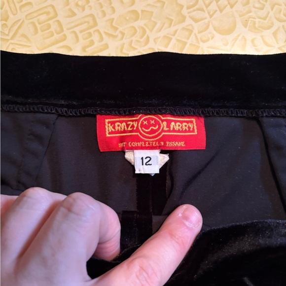 Vintage Elegant Black Velour Straight Leg Pants - Picture 4 of 7